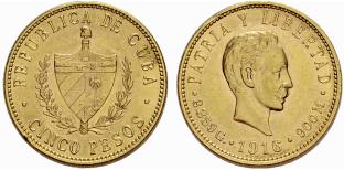 REPUBLIK - 5 Pesos 1916. 8.37 g. Fr. 4. Min. ... 