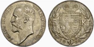 Johann II. 1858-1929. 5 Kronen 1900, Wien. ... 