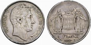 Honore V. 1819-1841. 5 Francs 1837. ... 
