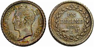 Honore V. 1819-1841. Dcime 1838. 18.05 g. ... 