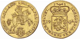 HOLLAND, PROVINZ - 14 Gulden 1751. 9.90 g. ... 
