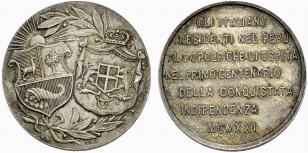 Republik. Silbermedaille 1921, Lima. 100 ... 