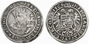 Ferdinand I. 1521-1564. Zehner 1564, Hall. ... 