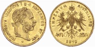 Franz Joseph I. 1848-1916. 4 Florin-10 ... 
