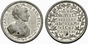 Karl XII. 1697-1718. Zinnmedaille 1718. Auf ... 