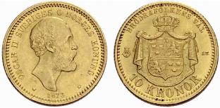 Oscar II. 1872-1907. 10 Kronor 1873. 4.48 g. ... 