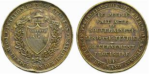 SCHWEIZ - Bronzemedaille 1845. Wahl einer ... 