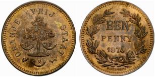 Oranje Vryjstaat. Pattern-Penny 1874. 9.93 ... 
