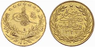 Mohammed V. 1909-1918. 25 Piaster 1911. 1.77 ... 