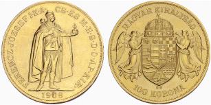 Franz Joseph I. 1848-1916. 100 Kronen 1908, ... 