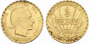 REPUBLIK - 5 Pesos 1930. 8.49 g. Fr. 6. Kl. ... 