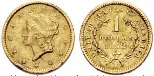 1 Dollar 1852, Philadelphia. 1.67 g. Fr. 84. ... 