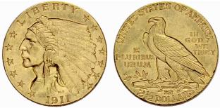 2 1/2 Dollars 1911. Indian head. 4.17 g. Fr. ... 