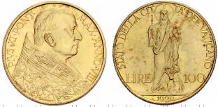 Pio XI. 1922-1939. 100 Lire 1929, Rom. 8.80 ... 