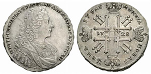 Peter II, 1715-1730 - 1728 - Rouble 1728, ... 