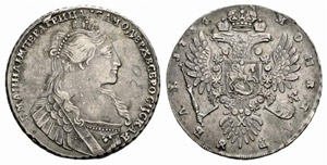 Anna, 1693-1740 - 1734 - Rouble 1734, ... 