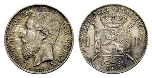 Königreich - Leopold II. 1865-1909. 1 Franc ... 