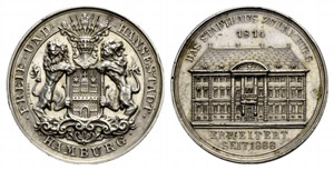 Hamburg, Stadt - Silbermedaille 1888. Auf ... 
