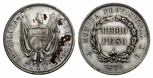 Republik - ½ Peso 1870. Probe in ... 