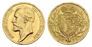 Johann II. 1858-1929. 20 Kronen 1898. 6.78 ... 