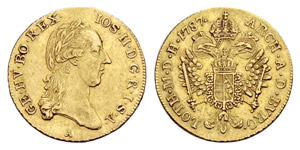 Joseph II. 1765-1790. Dukat 1787, Wien. 3.45 ... 