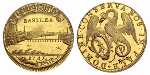 Basel - Stadt. 6 Dukaten 1741. Goldabschlag ... 