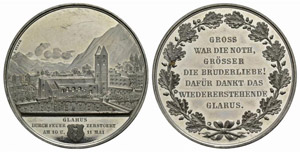 Glarus - Zinnmedaille 1861. Auf den grossen ... 