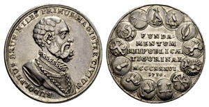 Zürich - Stadt. Silbermedaille 1736. Auf ... 