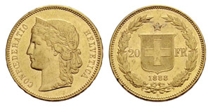 Eidgenossenschaft - 20 Franken 1888, Bern. ... 