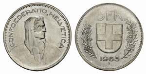 Fehlprägungen - 5 Franken 1965. Ohne ... 