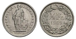 Fehlprägungen - ½ Franken 1969. Ohne ... 