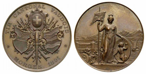 Waadt / Vaud - Bronzemedaille 1891. Tir ... 