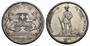 Zürich - 5 Franken 1859. Eidgenössisches ... 