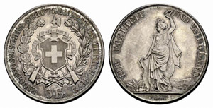 Zürich - 5 Franken 1872. Eidgenössisches ... 
