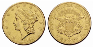 20 Dollars 1852, New Orleans. 33.29 g. Fr. ... 