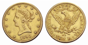 10 Dollars 1890, Carson City. 16.68 g. Fr. ... 