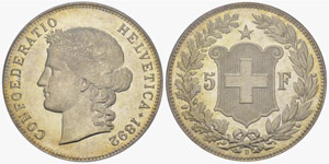 5 Franken 1892. Divo 127. HMZ ... 