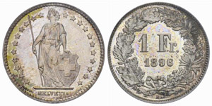 1 Franken 1896. Divo 151. HMZ 2-1204h. Von ... 