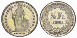 ½ Franken 1901. Divo 192. HMZ ... 
