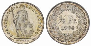 ½ Franken 1904. Divo 215. HMZ ... 