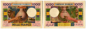 DSCHIBUTI - Lots - 1000 Francs o. J. (1952) ... 