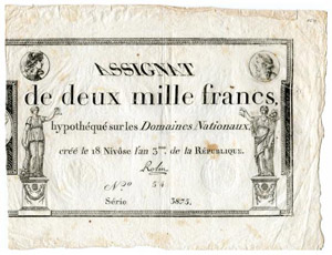 FRANKREICH - Assignaten - 2000 Francs vom 18 ... 