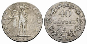 Helvetische Republik - 40 Batzen 1798, ... 
