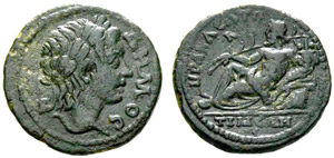 Bronze 2nd/3rd century. ΔHMOC Head of ... 