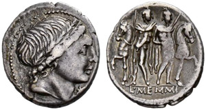 L. Memmius. Denarius 109/108, Rome. Male ... 