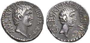 Marcus Antonius and Octavianus. Denarius c. ... 