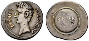 Augustus, 31 BC - 14. Denarius 19/18, ... 