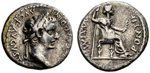 Tiberius, 14-37. Denarius 14/37, Lugdunum. ... 