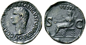 Caligula, 37-41. As 37/38, Rome. C CAESAR ... 
