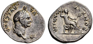 Vespasianus, 69-79. Denarius 73, Rome. IM(P ... 
